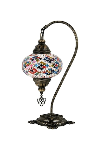 El Yapımı Mozaik Lamba Abajur,mozaik Masa Lambası Osmanlı Türk Mozaik Kuğuboynu Lamba Amber