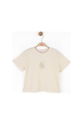 Xo Kids Kız Çocuk Tişört 4-8 Yaş 38511 Krem - Yeşil