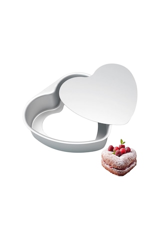 İnç Kalp Şeklinde Kek Kalıbı, Alüminyum Kalp Kek Kalıbı Gümüş