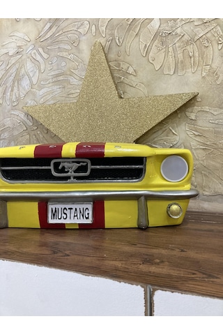 Işıklı Mustang Duvar Obje Araba Sarı Kırmızı