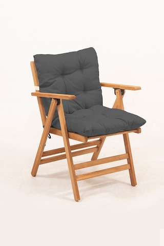 Minderli Loretta Masa Sandalye Seti 4+1 Ahşap Bahçe Balkon Teras Katlanır Set 120x70 Cm-antrasit Antrasit