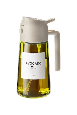 Reedark 470ml Cam Zeytinyağı Dağıtıcı, Sprey Ve Dökme İki Fonksiyonlu, Otomatik Açılışlı, Modern Mutfak Zeytin Yeşili Yağlık Bej Diğer