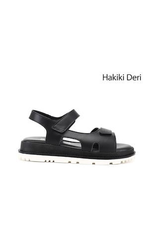 Gönderi(R) Gönderi R Kadın Siyah Cırt Bantlı Hakiki Deri Sandalet Dyza55945129