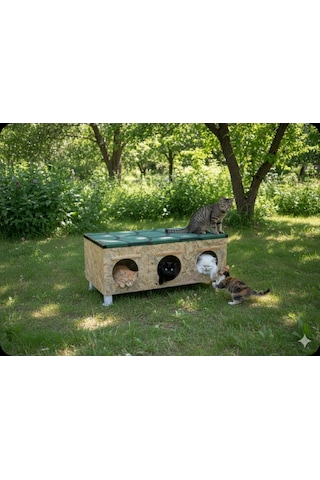 Dabanlıoğlu Mobilya Dış Mekan Kedi Evi Kurulu Gönderim 35 35 90 Jumbo Su Ve Rüzgar Gecirmez Yalıtım Kaplı Catı