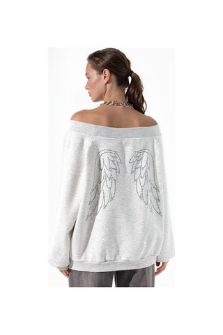 Hiccup Busem Kadın Pamuk Karışımlı Sweatshirt Açık Gri