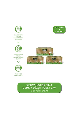 Ofçay Hazine Zengindem Demlik Poşet Çay 3'lü 30 x 15 G