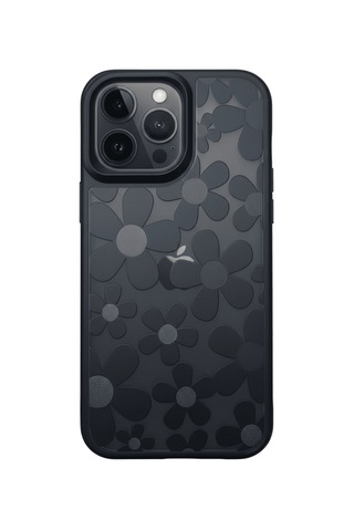 Apple iPhone Uyumlu 16 Pro Max Çiçekli Kılıf Bağlama Aparatlı Siyah - Elm-01-769648