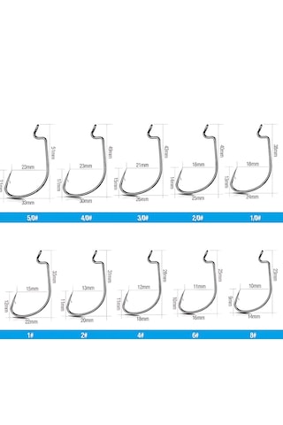 Hokkaido 50 Adet No:4/0 Offset,jig Head,silikon,,delikli İğne,
