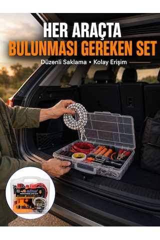 Tek 27 Parça Oto Güvenlik Ve Bakım Seti Şeffaf Taşıma Kutulu Araç Ekipman Çantasız Najmaddin