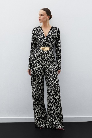 Sateen Desenli Saten Tulum - Siyah