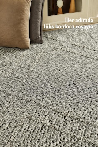 İskandinav Tasarım Zigzag Desenli Gri Halı Salon Halısı Mutfak Halısı Yolluk Paspas Dış Mekan Halı