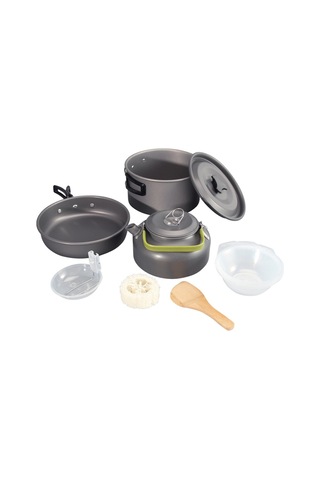 Halın Ds-308 Kulplu Tava Kamp Tencere Tencere Seti 2-3 Kişilik Fda Yok Bpa Içermez - Yeşil