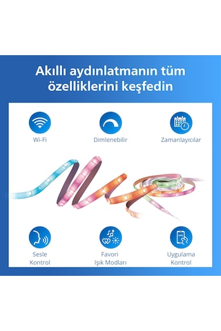 Philips Smart Lighting Rgbıc Led Şerit 20 M Type-c - Google Home, Alexa, Homekit Ve Matter Uyumlu Çok Renkli