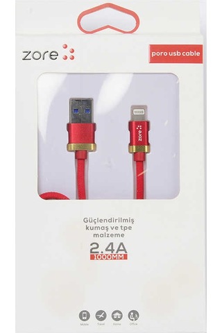 Mobilteam Kırmızı Poro Lightning Usb Kablo 1m