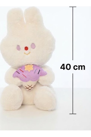 Sevimli Yumuşak Dondurmalı Peluş Tavşan 40 Cm Hayal Gücü Gelişimi Destekleyen Oyun Ve Uyku Arkadaşı Beyaz
