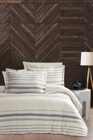 Armürlü İpliği Boyalı Saten Nevresim Takımı Sterna Bej