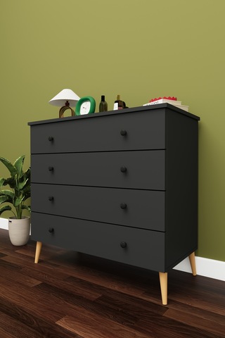 Lüks 4 Çekmeceli Şifonyer Komodin %100 Mdf Çok Amaçlı Düzenleyici Şf02 Antrasit