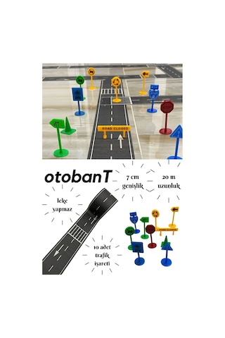 Otobant Eğitici Ve Eğlenceli Yol Yapım Bandı Ve Trafik Işaretleri 10'lu Set - Road Tape Oyun Bandı Otobant Eğitici Ve Eğlenceli Yol Yapım Bandı Ve Trafik Işaretleri 10'lu Set - Road Tape Oyun Bandı