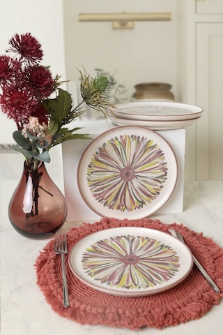 Keramika Serene Flower Nordıc Pasta Tabağı 22 Cm 4 Adet 22983 Çok Renkli