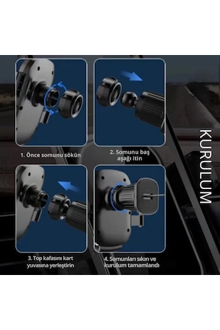 Polham Araç İçi Klipsli Havalandırma Girişli Telefon Tutucu, Üçgen Tasarımlı Kilit Sistemli Titremez Tutucu