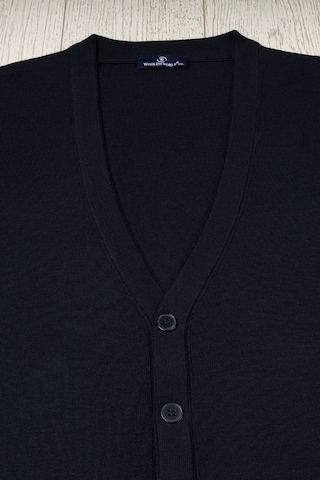 Cepli V Yaka Battal Büyük Boy Düğmeli Yünlü Triko Yelek Lacivert