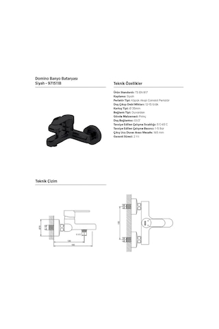 Newarc 971511B Domino Banyo Bataryası Siyah