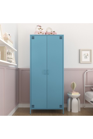 Pera Metal Elbise Dolabı, Soyunma Dolabı, İki Kapılı, 80,50 X 50 X 189,50 Cm Ral 5024 Mavi