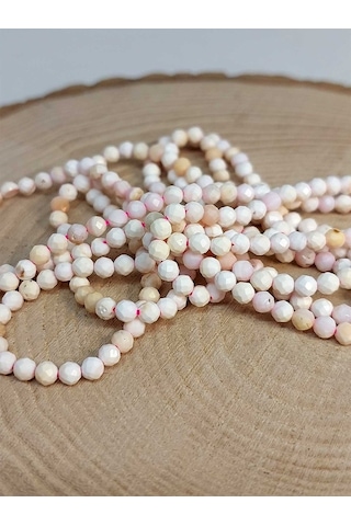 Yasam Tohumu Beyaz Opal Taşı Yarım Dizi Kolye 3 MM 17 CM Altın