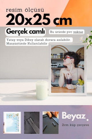 20mm Çerçeve Camlı 20x25 Cm Fotoğraf Resim Çerçevesi Ayaklı Veya Duvara Asma Yatay-dikey 91826724