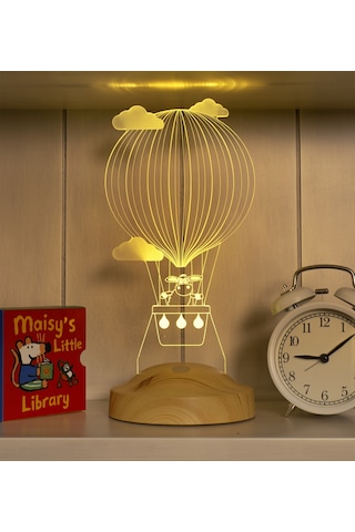 Çocuk Odası Aydınlatması, 3 Boyutlu Kuzulu Balon Bebek Lambası Beyaz - Kahverengi