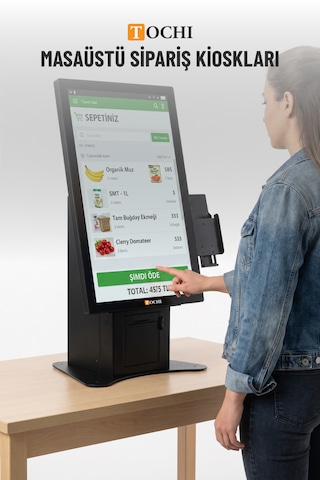 21,5 Inç Masaüstü Ödeme Kiosku Android Fhd Dokunmatik Ekran Yazıcılı