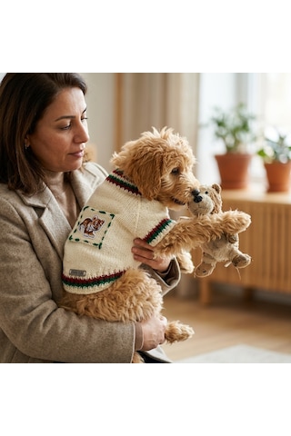 Lady Fify Kedi Ve Köpek İçin Aslanlı Krem Kazak