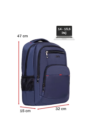 Dada 03 Usb Aparatlı Lacivert Laptop Sırt Çantası 15,6 İnç Geniş İç Hacim Darbe Emici Koruma