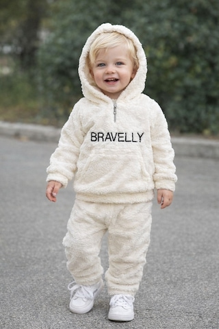Aden Kids Bebek Çoçuk Peluş Alt Üst Takım Beyaz