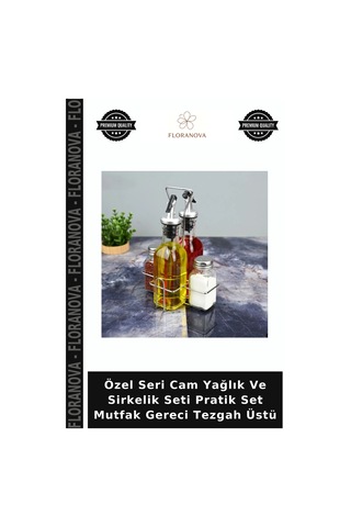 Özel Seri Cam Yağlık Ve Sirkelik Seti Pratik Set Mutfak Gereci Tezgah Üstü Çok Renkli