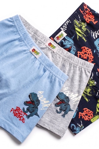 Öts Erkek Çocuk 3 Lü Pamuklu Boxer Baskılı Ergonomik Tasarım 7367-3 Renkli