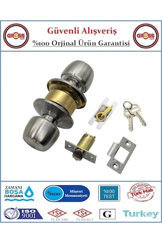 Otel Tipi Topuzlu Tokmaklı Oda Kapı Kilidi - Saten