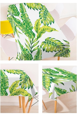 Suntek Tropikal Bitki Baskılı Masa Örtüsü Çiçek Kare-11