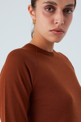 Peraluna Vanessa Pullover Merino Yünlü Yanları Yırtmaçlı Ince Kadın Triko Kazak Kahve-kahve Kahve
