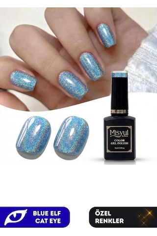 Misyul Uv Led Kalıcı Oje Nail Art 15 Ml Blue Elf Cat Eye Ec05