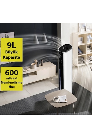 Tüm Ev İçin 9 Litre Büyük Boy Hava Nemlendirici Humidifer Bebek Ve Çocuklar İçin Uv Karbon Hava Temizleme