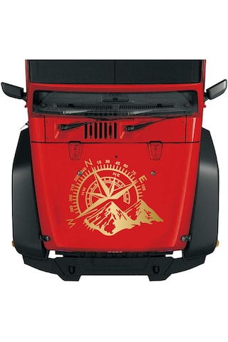 Pusula Ve Dağ Sticker, Off Road Kamp Adventure Kamp Sticker, Araba Oto Karavan Pickup Sticker 02522 15x12 Cm