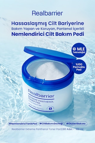 Pantenol İçerikli, Nemlendirici Cilt Bakım Pedi Realbarrıer Extreme Panthenol Toner Pad
