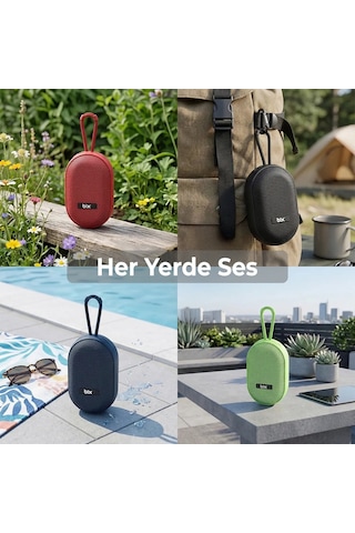 Bix Bxws01 Bluetooth 6.0 Ipx4 Suya Dayanıklı 8w Taşınabilir Hoparlör Microsd & Usb Destekli Speaker Kırmızı