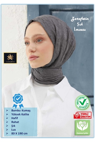 Bambu Kraş Şal Tesettür Giyim, Yüksek Kalite, Hafif, Rahat, Şık, Premium, Lux, Shawl, Scarf Füme