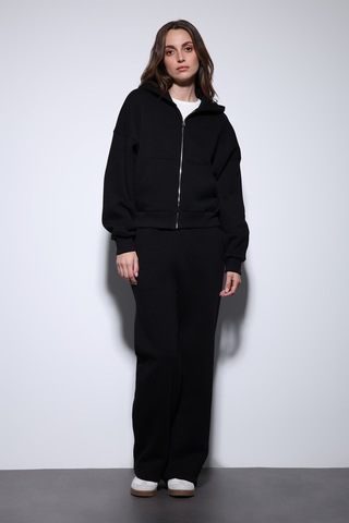 Antioch Fermuarlı Kapüşonlu Kadın Sweatshirt Siyah