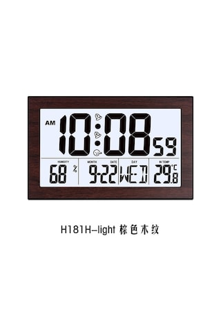 Artfulabode Yüksek Yatak Sıcaklık Saati Oturma Odası Lcd Ekran Dijital Antik Ahşap Duvar Saati Renkli