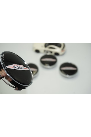 Mini John Cooper Works Logo Gümüş Siyah Jant Göbeği Kapak Seti