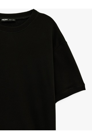 Koton Kısa Kollu Bisiklet Yaka Basic Oversize Tişört Siyah 6sam10282mk Siyah