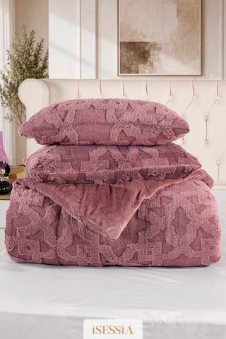 Lina Çift Kişilik Jakarlı Wellsoft Uyku Seti Çift Taraflı 230x250 Cm Çantalı Mürdüm